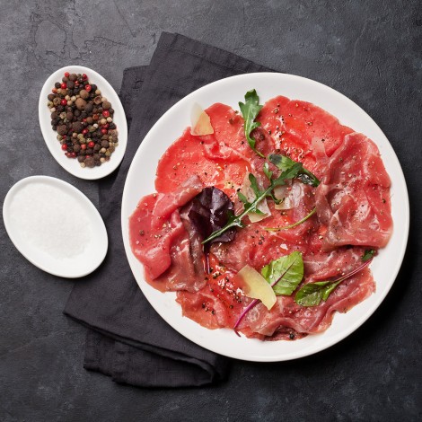 Beef Carpaccio with olive oil and Parmesan